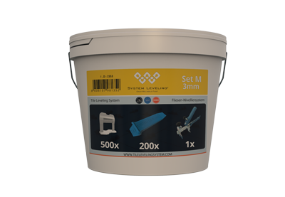 Tile Leveling System Set – Bucket with Clips 3mm, Wedges & Pliers